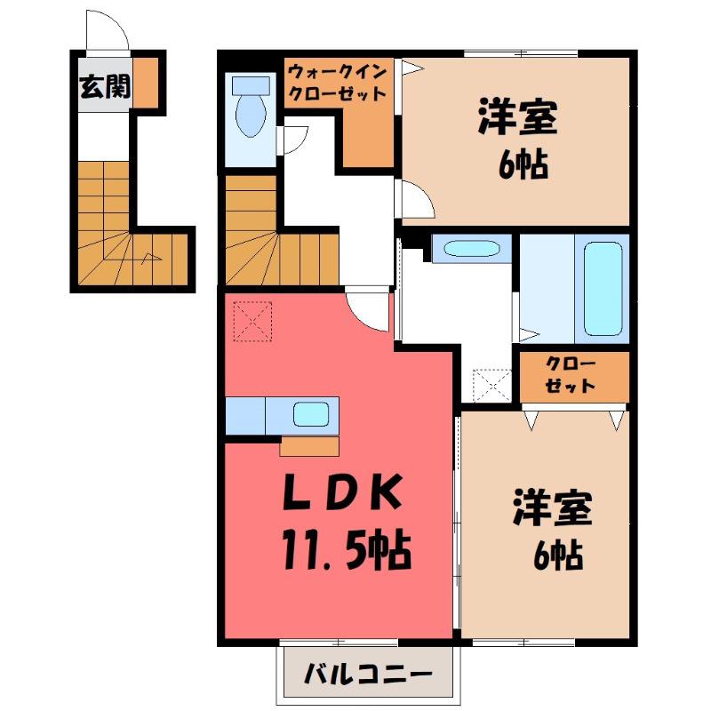 D-ROOM PORTE(2LDK/2階)の間取り写真