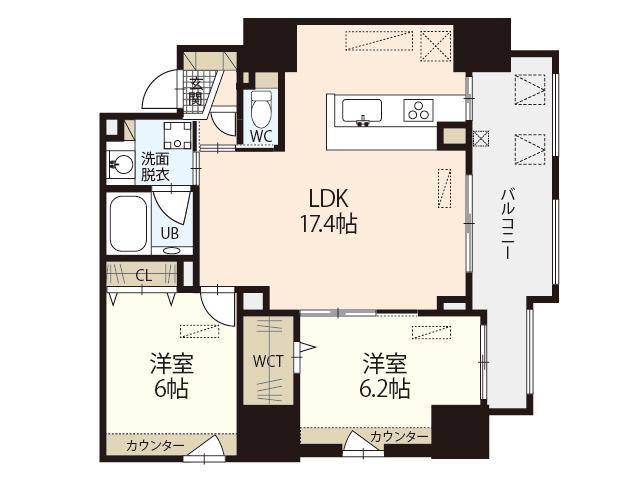 HAPPINESS白島(2LDK/10階)の間取り写真
