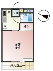 コーポ・モビリエ2号館(1K/3階)の間取り写真