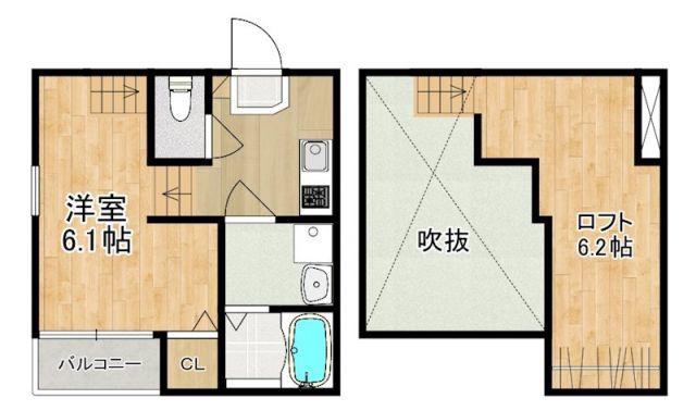 MODERN PALAZZO 福田町B(1SK/1階)の間取り写真
