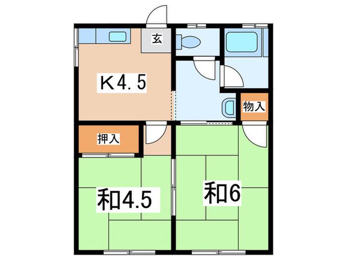 森ハイツ(2K/1階)の間取り写真