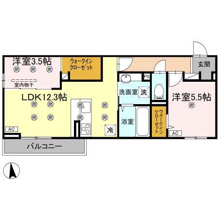フジコH(2LDK/3階)の間取り写真