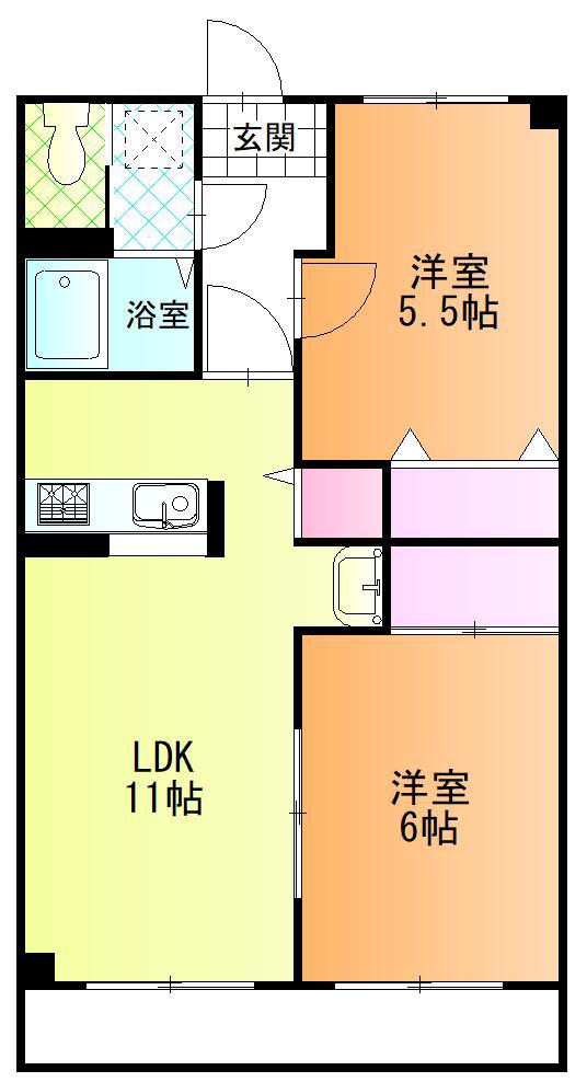 スターハイツ(2LDK/3階)の間取り写真