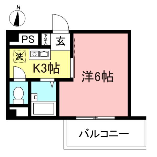 カレッジコートI(1K/2階)の間取り写真