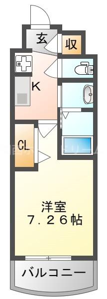 LUXE門真(1K/6階)の間取り写真