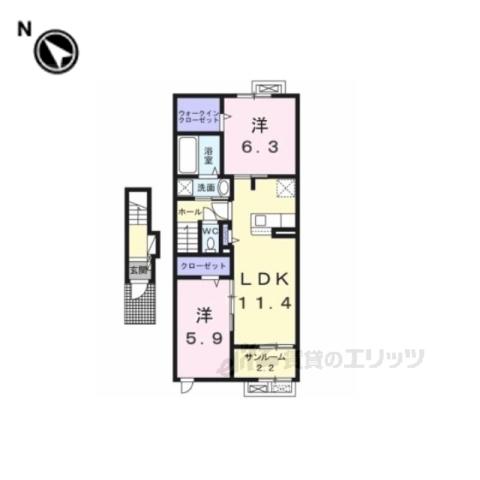 アストラルグレア1(2LDK/1階)の間取り写真