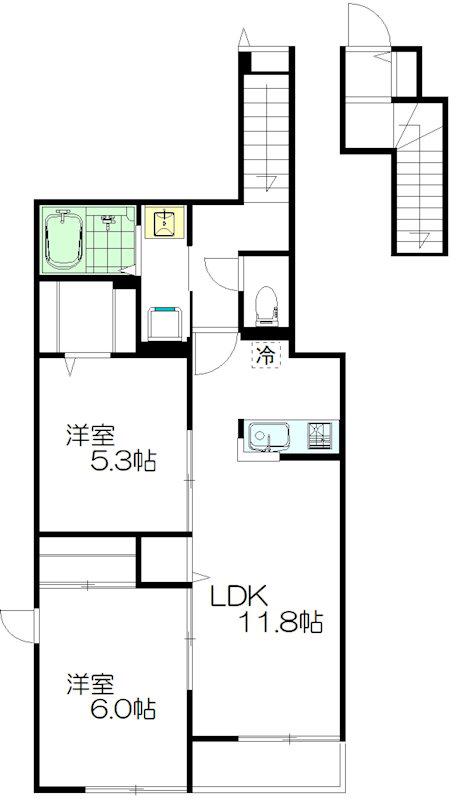 GARTEN HAUS(2LDK/2階)の間取り写真