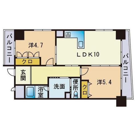 セレソン大濠(2LDK/5階)の間取り写真