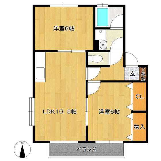 エスポワールK(2LDK/1階)の間取り写真