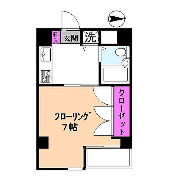 カーザルーチェ(1K/4階)の間取り写真