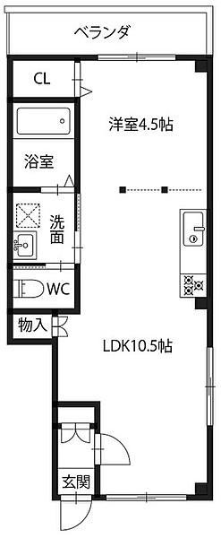 フルーブ(1LDK/1階)の間取り写真