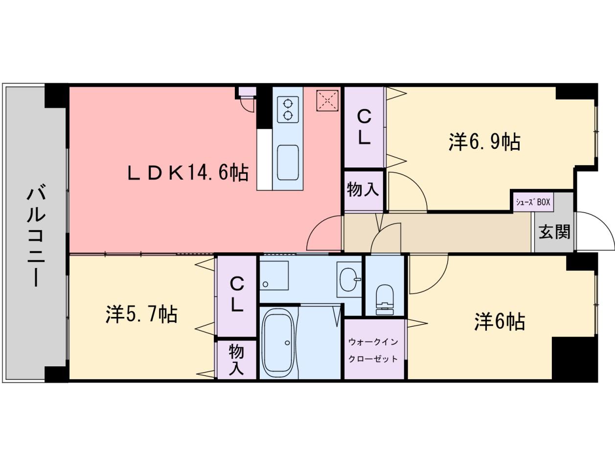 グランドアストレイア(3LDK/7階)の間取り写真