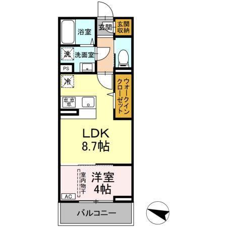 ディアライズ春日町C棟(1LDK/2階)の間取り写真