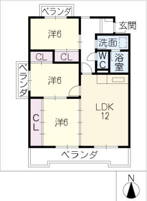 メゾンドールGOTO(3LDK/4階)の間取り写真