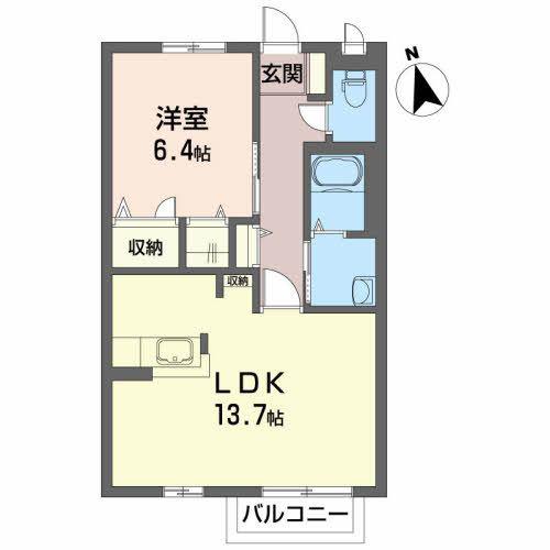 プレジール参番館(1LDK/2階)の間取り写真