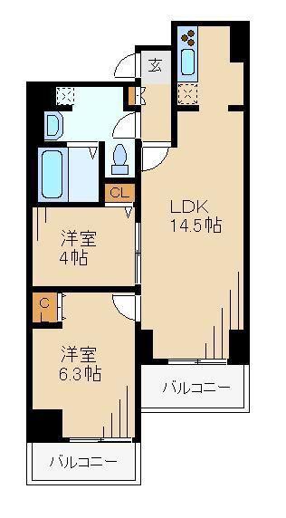 プルス上十条(2LDK/9階)の間取り写真