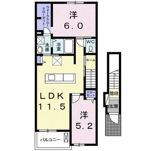 ソレイユ・N(2LDK/2階)の間取り写真
