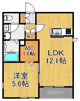 リヴェール(1LDK/2階)の間取り写真