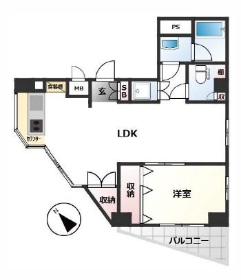 グランフォークスI鷹翔(1LDK/6階)の間取り写真
