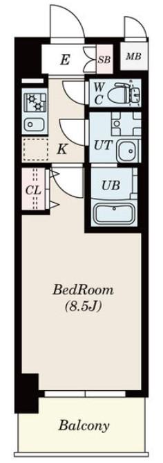 S-RESIDENCE浄心II(1K/5階)の間取り写真