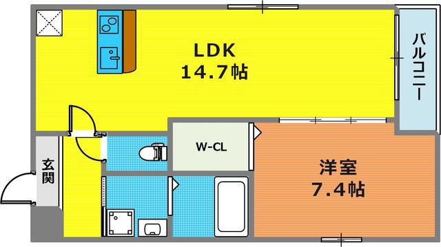 フジパレス神戸神明町(1LDK/1階)の間取り写真