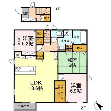 TOMMY HILLS(3LDK/2階)の間取り写真