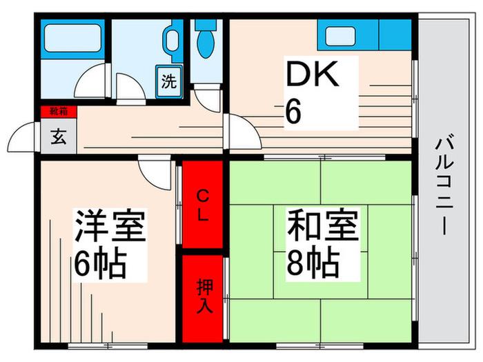 ラインアップⅡ(2DK/2階)の間取り写真