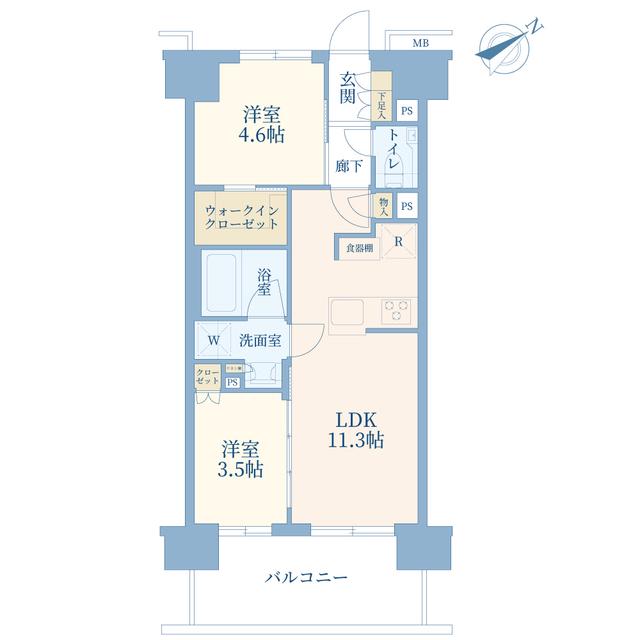 プレシス相模原レジデンス(2LDK/14階)の間取り写真