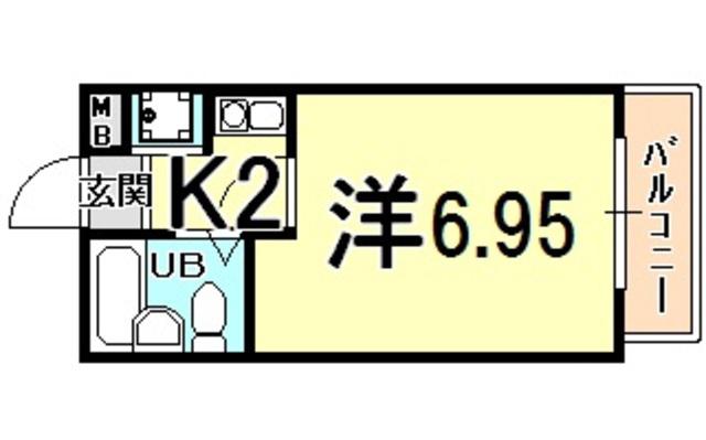 ベルトピア西宮(1K/2階)の間取り写真