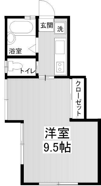 スペースII(1K/2階)の間取り写真