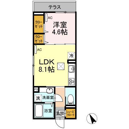 カーサハモーサ(1LDK/1階)の間取り写真