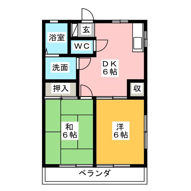 コーポ飯塚(2DK/1階)の間取り写真
