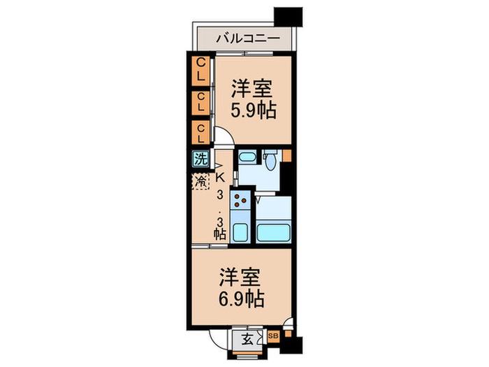シティコート目黒3棟(2K/5階)の間取り写真