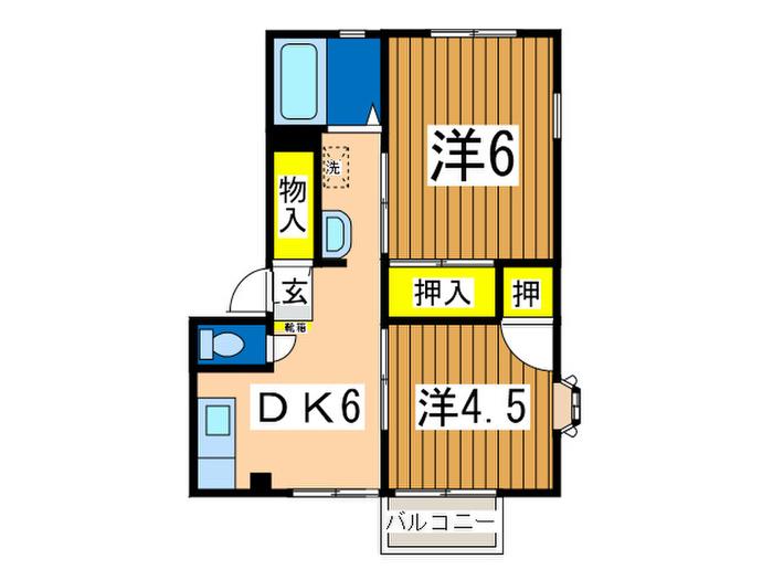 フジビュ-1(2DK/3階)の間取り写真
