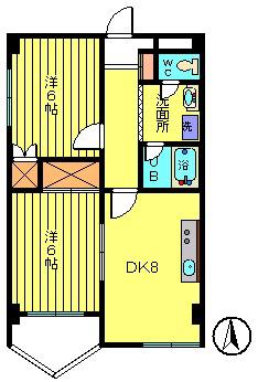 宇田川マンション(2DK/3階)の間取り写真