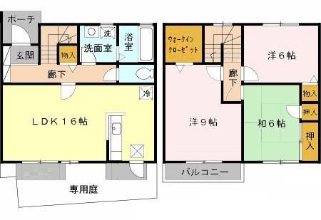 アルスクレストII2棟(3LDK/1階)の間取り写真