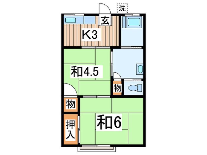 斉市荘(2K/1階)の間取り写真
