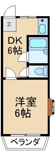 コーポあさみI(1DK/2階)の間取り写真