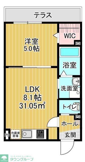 BR四街道(1LDK/1階)の間取り写真