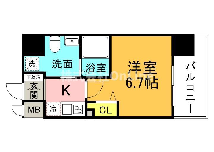 レジディア谷町(1K/12階)の間取り写真