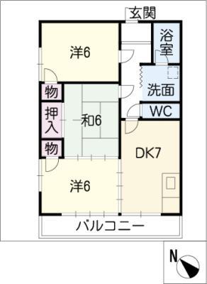 いすずコーポ C(3DK/2階)の間取り写真
