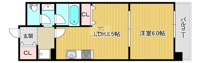 CITY SPIRE桜川I(1LDK/7階)の間取り写真