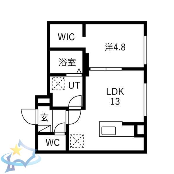 南13西7MS(1LDK/4階)の間取り写真
