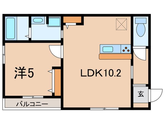 アルタイル・ヴィラII(1LDK/2階)の間取り写真