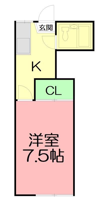 ムツミハイツ(1K/2階)の間取り写真