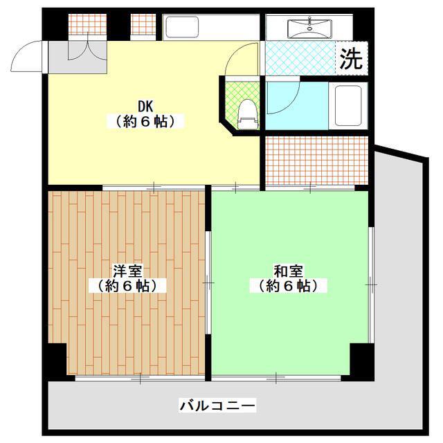 シルクハイム国分寺(2DK/4階)の間取り写真