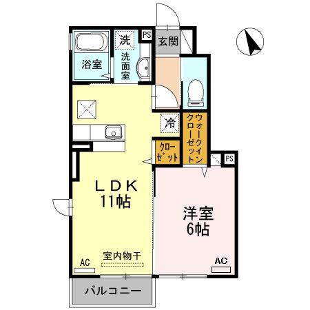 オプティマムハウス A棟(1LDK/1階)の間取り写真