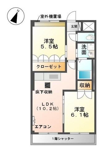 メゾン小六(2LDK/1階)の間取り写真