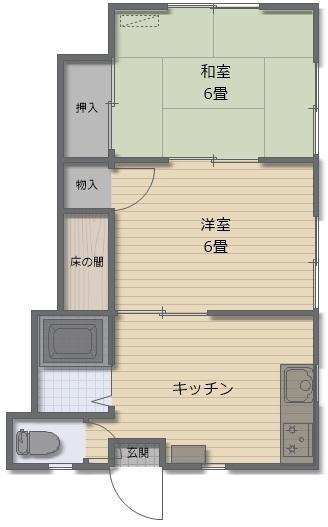 コスモハイツ(2DK/2階)の間取り写真