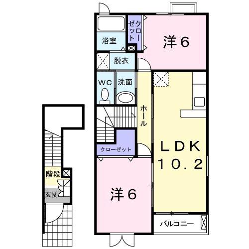 グリーンフィールズ(2LDK/2階)の間取り写真